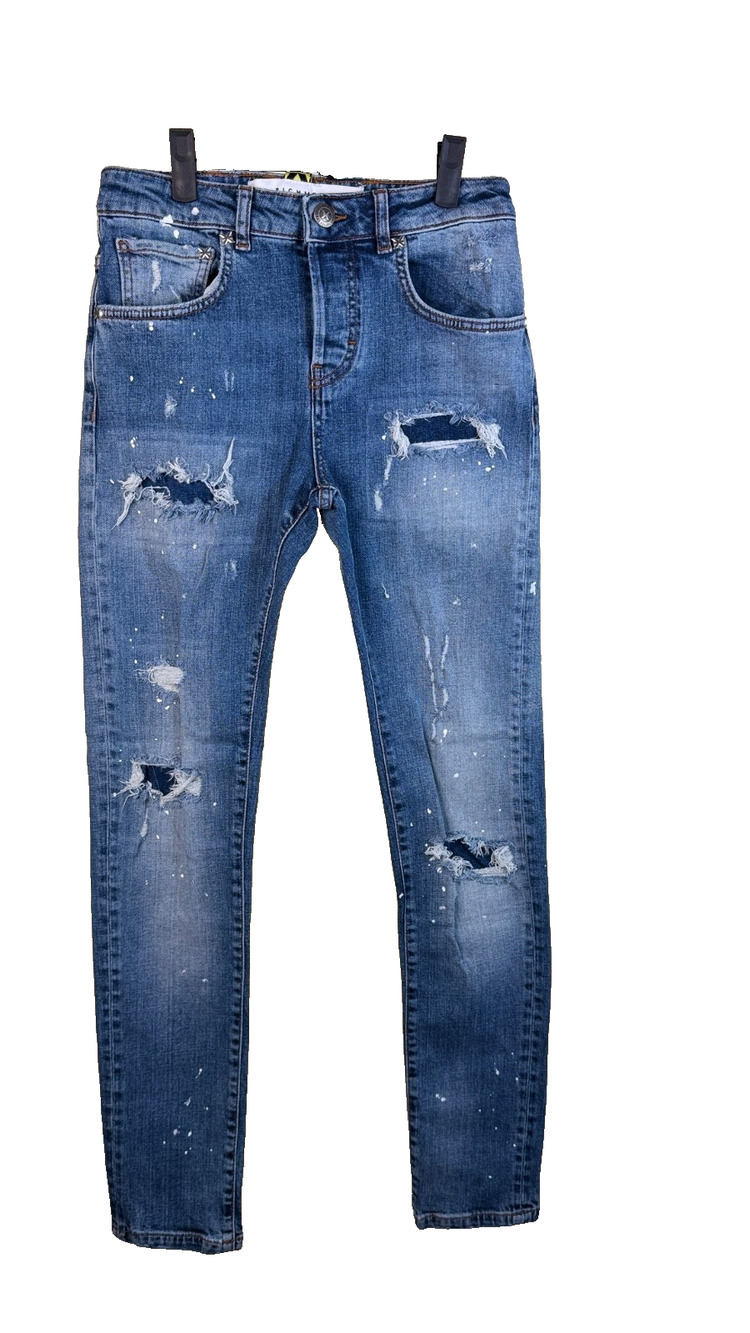 JOHN RICHMOND Distressed Sky Skinny Fit Jeans, Waist 27